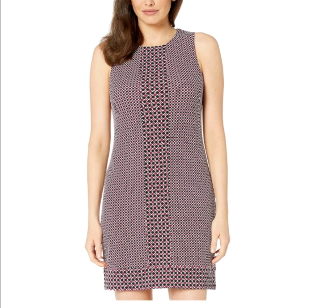Michael Kors Dress Purple Tile Dot Sleeveless Shift